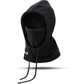 قناع تزلج بالاكلافا من الصوف الشتوي مقاوم للرياح غطاء حراري مزدوج الجوانب مع رباط غطاء كامل للوجه خوذة متوافقة مع معدات الطقس البارد للرجال والنساء باللون الأسود in Kuwait