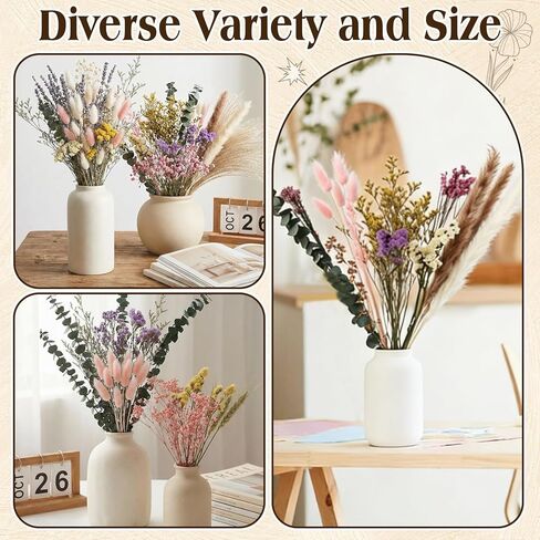 6 Bunches Large Size Dried Flower Bouquet 15 -17 Inch Natural Dried Pampas Grass Lavender Babys Breath Eucalyptus with Stems Flower Arrangements for Vase Boho Wedding Rustic Farmhour Home Decor in Saudi Arabia