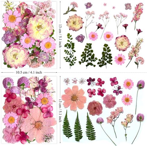 132Pcs Pink Pressed Dried Flowers and Butterfly for Resin Molds, Real Natural Bulk Dry Floral Leaves Stickers for DIY Art Crafts, Jewelry, Candle, Soap Crafts Making in Saudi Arabia