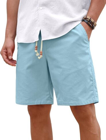 Sailwind Men’s Cotton Linen Shorts Casual Elastic Waist Drawstring Summer Beach Vacation Shorts with Pockets in Saudi Arabia