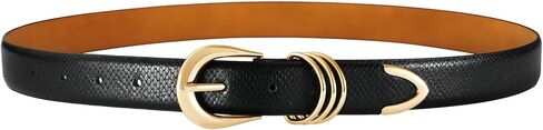 Belts for Women with Gold Buckle – Adjustable Black Leather Belt for Jeans, Dresses, Pants & Everyday Outfits in Kuwait
