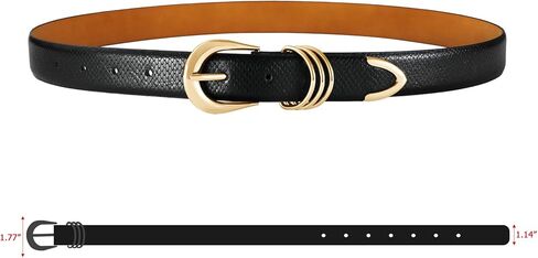 Belts for Women with Gold Buckle – Adjustable Black Leather Belt for Jeans, Dresses, Pants & Everyday Outfits in Kuwait