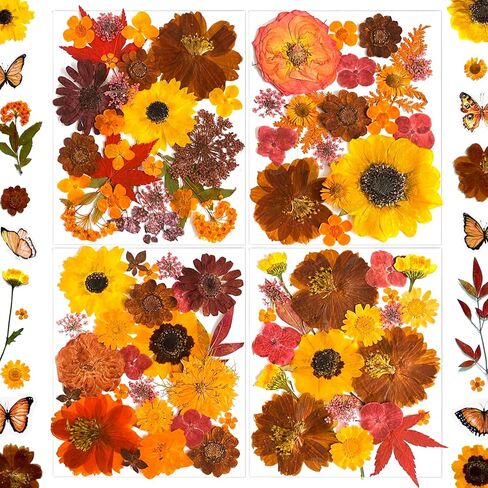 132Pcs Pink Pressed Dried Flowers and Butterfly for Resin Molds, Real Natural Bulk Dry Floral Leaves Stickers for DIY Art Crafts, Jewelry, Candle, Soap Crafts Making in Saudi Arabia