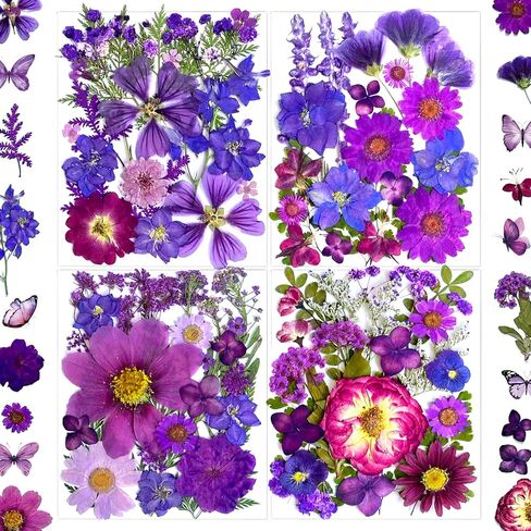 132Pcs Pink Pressed Dried Flowers and Butterfly for Resin Molds, Real Natural Bulk Dry Floral Leaves Stickers for DIY Art Crafts, Jewelry, Candle, Soap Crafts Making in Saudi Arabia