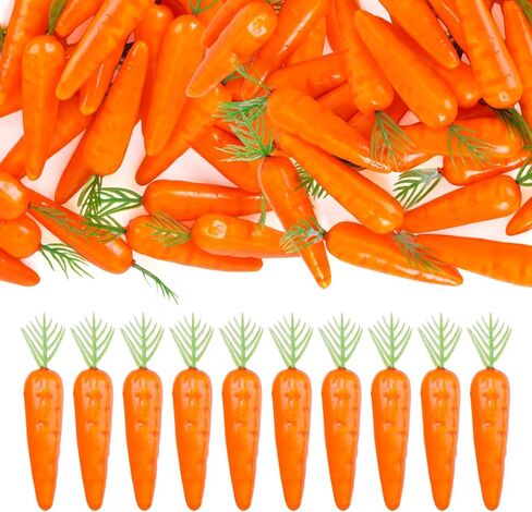 jiebor 40 Pcs Artificial Foam Fake Carrot Ornaments for Easter Home Basket Filler DIY Crafts Decorations Props 2.5inch in Kuwait