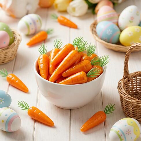 jiebor 40 Pcs Artificial Foam Fake Carrot Ornaments for Easter Home Basket Filler DIY Crafts Decorations Props 2.5inch in Kuwait
