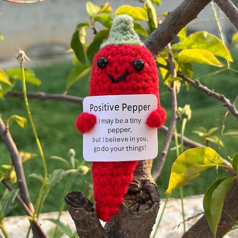 الدعم العاطفي الفلفل الحار الهدايا مخلل الكروشيه، الفلفل الإيجابي الخضار لطيف مضحك بارد مكتب ديكور ديكورات لها النساء الرجال in Kuwait