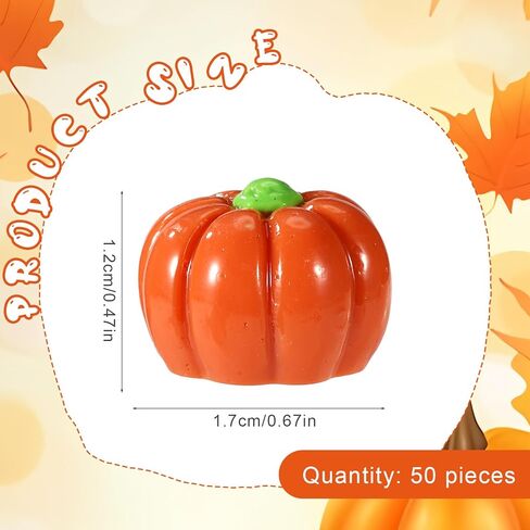 50pcs Mini Pumpkins, Autumn Miniature Resin Pumpkins Funny Small Tiny Thanksgiving Decoration Supplies for Autumn Theme Party Home Office Decor in Saudi Arabia
