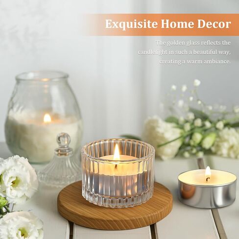 32 مجموعة شموع تيلايت مع حاملات شموع غير معطرة شموع نذرية بدون دخان لطاولة مركزية زجاجية مضلعة شموع كبيرة الحجم لغرفة المعيشة المنزلية وحفلات الزفاف وأعياد الميلاد (شفاف) in Kuwait