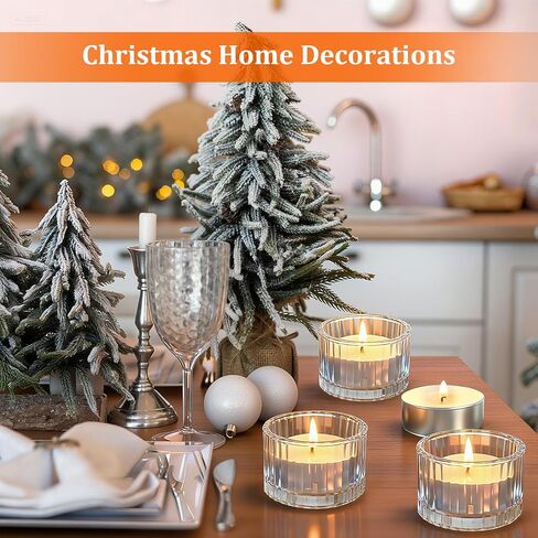 32 مجموعة شموع تيلايت مع حاملات شموع غير معطرة شموع نذرية بدون دخان لطاولة مركزية زجاجية مضلعة شموع كبيرة الحجم لغرفة المعيشة المنزلية وحفلات الزفاف وأعياد الميلاد (شفاف) in Kuwait