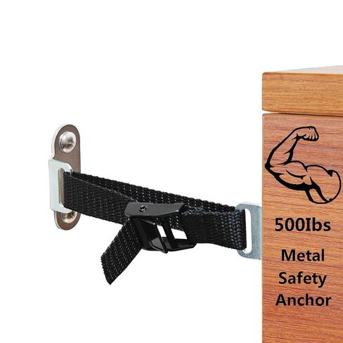 OKETHERMO Anti Tip Furniture Anchors (Pack of 2), Furniture Fixer for Baby Safety, Secure Furniture to The Wall to Prevent Babies, Children and Pets from Falling Objects and Tipping Furniture, Black in Saudi Arabia