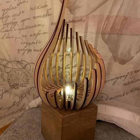 حامل شموع لهب من DIY، حامل شموع خشبي لديكور المنزل، وطاولة الطعام، وغرفة المعيشة، والقهوة، وقطعة مركزية للطاولة in Kuwait