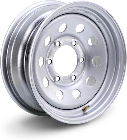 عجلة مقطورة LIBRA مقاس 15 × 6 شديدة التحمل بوزن 3525 رطلًا و6 عروة على نمط مسمار مقاس 5.5 بوصة 6 × 5.5 PCD فضي Mod-17057 in Saudi Arabia