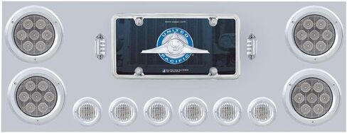 UNITED PACIFIC 35083 Tail Light Panel, Stainless Steel, Rear Center, with 4X Red LED 4" Light & 6X Red LED 2" Light & Bezel, Clear Lens, Competition Series in Saudi Arabia