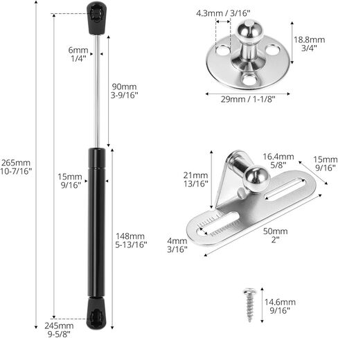 QWORK دعامات غاز 10 بوصة، ضغط 45N/10lb، مجموعة من 4 زنبركات غاز لدعم الرفع لأبواب خزانة RV، وصناديق الأدوات، وغطاء القارب in Kuwait