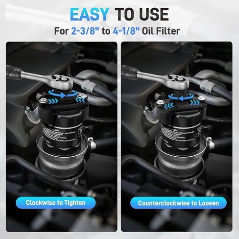 2PCS Universal Adjustable Oil Filter Wrench 60-80 mm & 80-105 mm, Oil Filter Removal Tool with Auto-Clamp Spring, 1/2" Drive Cap Wrench Set with Non-Slip Jaws, Fits Small to Heavy Duty Spin-on Filters in Saudi Arabia