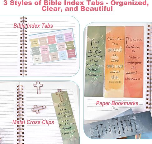 Goldge Bible Journaling Kit, Bible Study Supplies with 18 No Bleed Highlighters & Pens, 30 Index Tabs, Notebook, Pencil Case, Annotation Kit for Women, Christian Gift, Valentines Day Gift for Her in Saudi Arabia