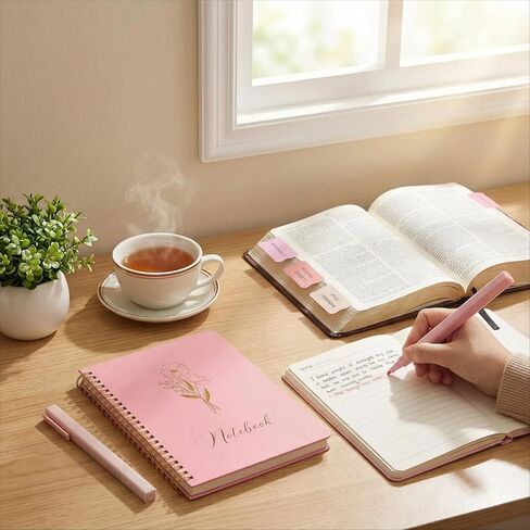 Goldge Bible Journaling Kit, Bible Study Supplies with 18 No Bleed Highlighters & Pens, 30 Index Tabs, Notebook, Pencil Case, Annotation Kit for Women, Christian Gift, Valentines Day Gift for Her in Saudi Arabia