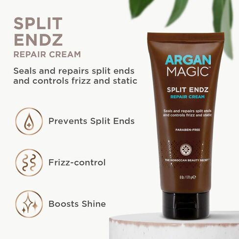 Argan Magic Split Endz Cream - Instantly Binds Frayed and Separated Ends While Preventing Future Breakage | Controls Frizz | Made in USA, Paraben Free, Cruelty Free (6 oz) in Kuwait