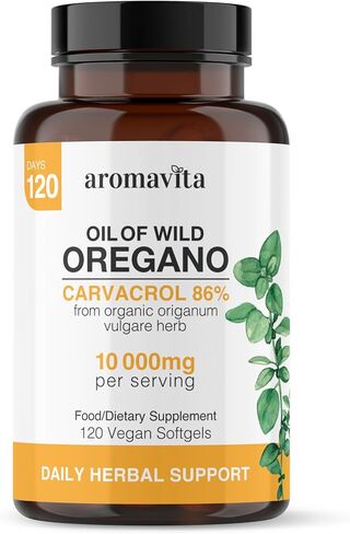 كبسولات زيت الأوريجانو اليوناني البري من أرومافيتا أوريجافيت | 86-90% كارفاكرول - 125 ملجم من زيت الأوريجانو لكل كبسولة هلامية - دعم المناعة والجهاز الهضمي | مضادات الأكسدة الطبيعية ذات القوة الإضافية | 120 كبسولة نباتية وغير معدلة وراثيًا in Kuwait