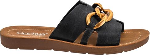 Corkys Footwear Women’s Chain Letter Sandal – Featuring a Wide H-Strap with a Chunky Chain Detail, a Cushioned Insole for All-Day Wear, and an Easy Slip-On Design in Saudi Arabia