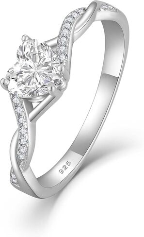 STARCHENIE Moissanite Ring for Women 925 Sterling Silver 18K White Gold Plated D Color VVS1 0.8CT Heart Moissanite Engagement Wedding Promise Ring for Her Size 5-10 in Saudi Arabia