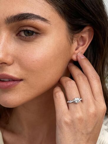 STARCHENIE Moissanite Ring for Women 925 Sterling Silver 18K White Gold Plated D Color VVS1 0.8CT Heart Moissanite Engagement Wedding Promise Ring for Her Size 5-10 in Saudi Arabia