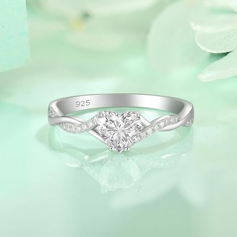 STARCHENIE Moissanite Ring for Women 925 Sterling Silver 18K White Gold Plated D Color VVS1 0.8CT Heart Moissanite Engagement Wedding Promise Ring for Her Size 5-10 in Saudi Arabia