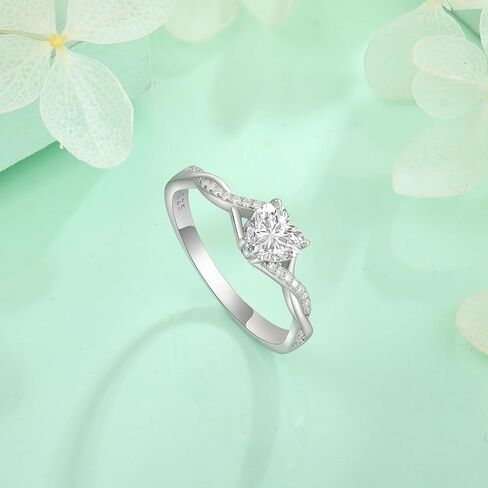 STARCHENIE Moissanite Ring for Women 925 Sterling Silver 18K White Gold Plated D Color VVS1 0.8CT Heart Moissanite Engagement Wedding Promise Ring for Her Size 5-10 in Saudi Arabia