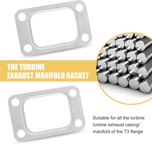 2 PCS Turbo Flange Gasket, 4 Holes High Hardness Wear Resistant Turbocharger Intake Manifold Flange Gasket, Replacement Fitting, Suitable for T3 T34 T35 T38 GT35 GT35R (Silver) in Saudi Arabia