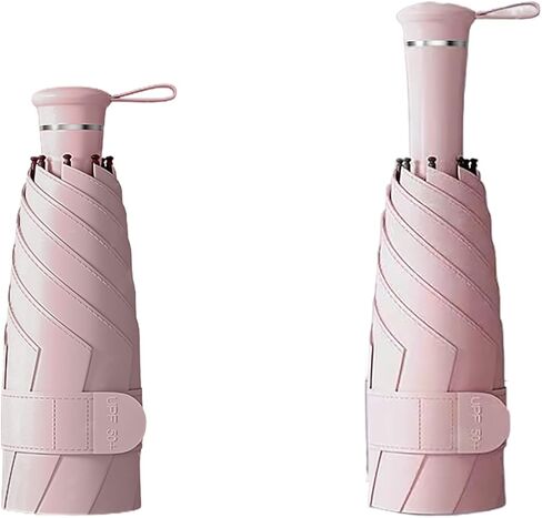 مظلة سفر صغيرة قابلة للطي مع مقبض تلسكوبي مخفي مدمج، طلاء تفلون، عامل حماية من الأشعة فوق البنفسجية 50+، حماية من الأشعة فوق البنفسجية، صغيرة الحجم وخفيفة الوزن، تصميم 6 أضلاع، صغير، للشمس/المطر، للنساء/ الأطفال/الفتيات، حقيبة ظهر للسيارة in Kuwait