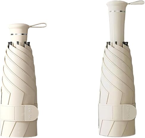 Mini Folding Travel Umbrella with Built-in Hidden Telescoping Handle,Teflon Coating, UPF 50+,UV Protection,Compact Lightweight Portable,6 Ribs Design,Small,Sun/Rain,Women/ Kids/Girls,Backpack Car in Saudi Arabia
