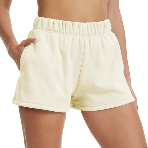 Women's Sweat Shorts High Waisted Fleece Lined Casual Lounge Athletic Cotton Shorts with Pockets in Saudi Arabia