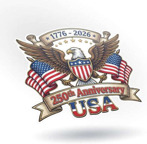 ملصق من الفينيل للذكرى السنوية الـ 250 للولايات المتحدة الأمريكية - 1776-2026 ملصق فينيل للنسر الوطني لمصد السيارة والشاحنة والكمبيوتر المحمول والنافذة - مطبوع بالأشعة فوق البنفسجية مقاوم للماء - KCD5069 (3 بوصات 3 عبوات) in Kuwait