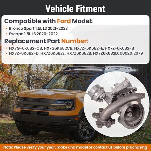 HX7G-6K682-CB Turbo Turbocharger Kits Compatible with Ford Bronco Sport 1.5L 2021-2023, Escape 2020-2022 1.5L L3 Replace# HX7G6K682CB, HX7Z6K682E, 0002012079 in Saudi Arabia