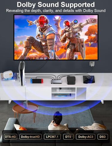 مقسم HDMI 8K@60 هرتز 1x2 4:4:4، 48 جيجابت في الثانية، مقسم HDMI 2.1 1 في 2 مع وضع تلقائي، نسخ، وضع EDID التكيفي، ناسخ HDMI 4K 120 هرتز، وضع HDR وVRR الديناميكي، متوافق مع Xbox PS4 PS5 Blu-ray لاعب in Kuwait