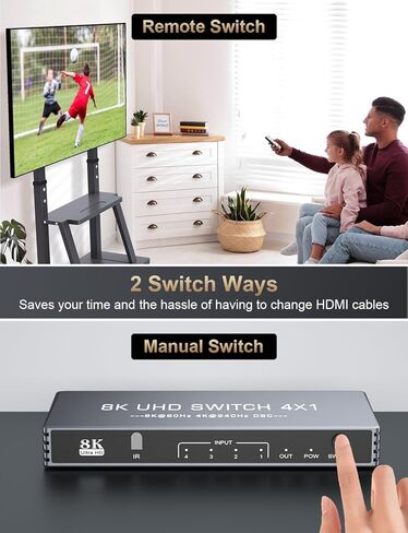 مقسم HDMI 8K@60 هرتز 1x2 4:4:4، 48 جيجابت في الثانية، مقسم HDMI 2.1 1 في 2 مع وضع تلقائي، نسخ، وضع EDID التكيفي، ناسخ HDMI 4K 120 هرتز، وضع HDR وVRR الديناميكي، متوافق مع Xbox PS4 PS5 Blu-ray لاعب in Kuwait