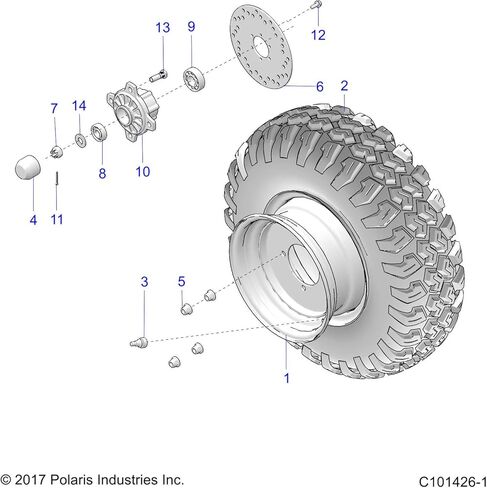 محور عجلة Polaris Ranger، أمامي، جزء OEM الأصلي 5140868، الكمية 1 in Kuwait