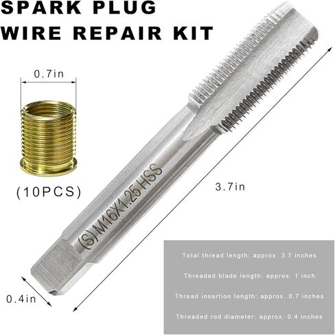 Spark Plug Thread Repair Kit, Spark Plug Rethreaded Kit with M14×1.25 Inserts M16×1.25 Tap, Stainless Steel Thread Repair Tools for Automotive Gasoline Engines Generators in Saudi Arabia