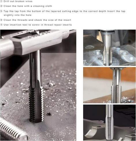 Spark Plug Thread Repair Kit, Spark Plug Rethreaded Kit with M14×1.25 Inserts M16×1.25 Tap, Stainless Steel Thread Repair Tools for Automotive Gasoline Engines Generators in Saudi Arabia