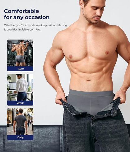TAILONG Men Padded Underwear Boxer Briefs Tummy Control Body Shaper Shapewear Enhance Butt Lifter (Grey, XXX-Large) in Saudi Arabia