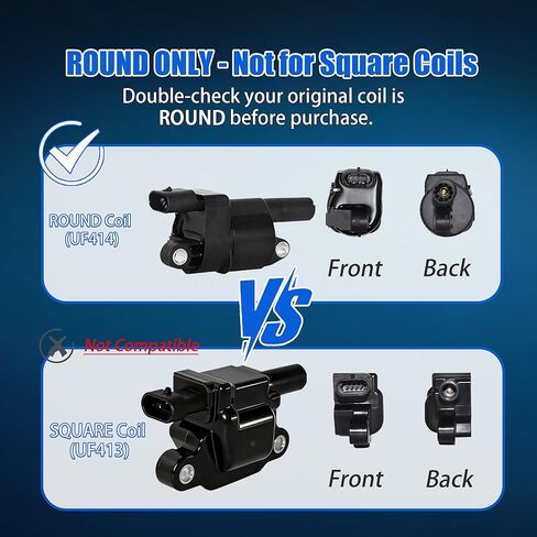 8PCS UF414 Round Ignition Coils Pack Iridium Spark Plugs 748UU Spark Plug Wire Set Compatible with Chevrolet Avalanche Corvette Express Silverado 1500 2500 3500 Impala GMC Escalade for C1512 D514A in Kuwait