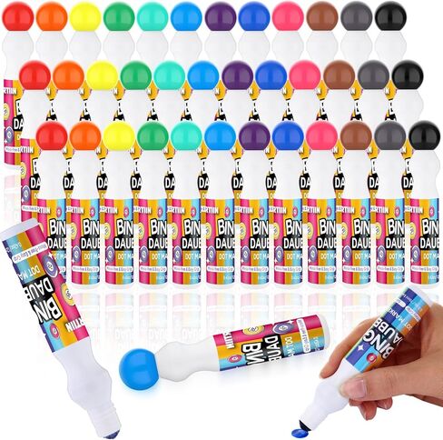 Crtiin 96pcs Bingo Daubers Bulk in 12 Colors, 0.5 Oz, Assorted Colors Set of Bingo Markers,bingo Supplies Dot Markers Dot Paint Craft Ideal for Art and Crafts Painting Supplies Drawing Coloring in Saudi Arabia