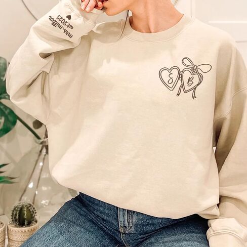 Luxury Custom Embroidered Bride Sweatshirt Hoodies, Personalized Last Name Date on Sleeve, Future Mrs. Sweatshirt, Bide To Be Gifts, Wedding Engagement Gift, Mr & Mrs 2 in Saudi Arabia