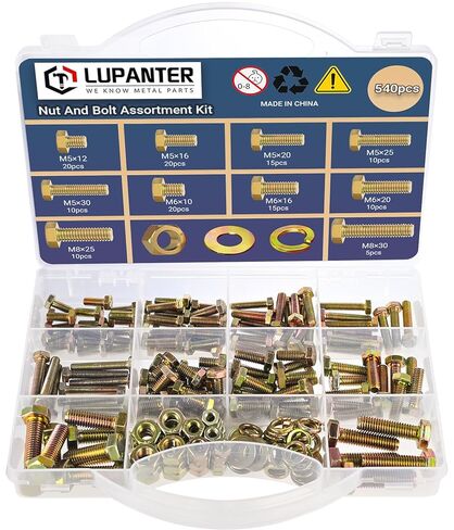 615 قطعة من البراغي والصواميل من الدرجة 8، مجموعة متنوعة من البراغي والصواميل 1/4-20 5/16-18 3/8-16 UNC، مجموعة متنوعة من البراغي والصواميل، بما في ذلك غسالات البراغي والصواميل 15 مقاسًا، الطول 1/2 بوصة إلى 2 بوصة in Kuwait