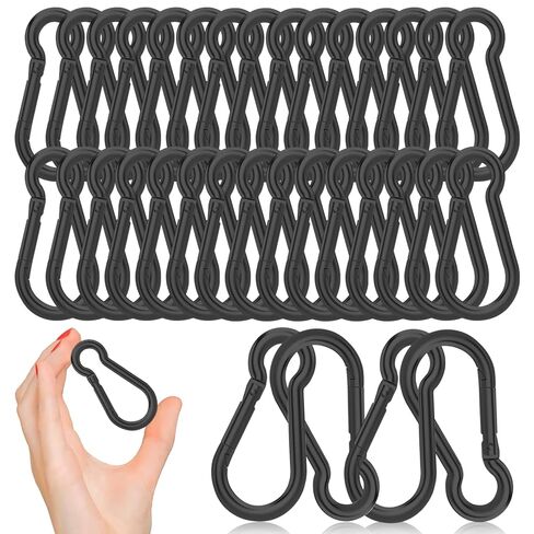 30PCS 3" Black Heavy Duty Spring Snap Hook, M8 5/16" Galvanized Steel Snap Hook Carabiner Quick Link Carabiner Clip, 500LBS Holding Capacity Quick Link Keychain for Swing Hammock Gym Outdoor in Kuwait