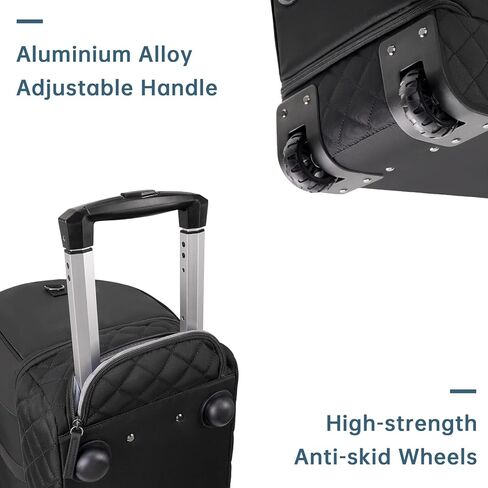 حقيبة دفل دوارة بعجلات من إيترونيك، حقيبة دفل معتمدة للطيران مقاس 21 بوصة للسفر مع حقيبة أدوات الزينة، حمل حقائب الأمتعة لعطلة نهاية الأسبوع للنساء مع حجرة للأحذية، أسود in Kuwait