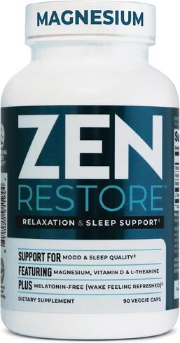 Nutrology Zen Natural - Natural Magnesium Formula - Relax, Recover & Restore, Boost Performance, Improve Sleep - Enhance Recovery - Vitamin D & L-Theanine - Veggie Caps (30 Serve) in Saudi Arabia