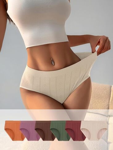 Womens Underwear, 6PCS Seamless Triangle Briefs, Ladies Panties Soft Stretch Low Rise Solid Color Multipack Everyday Comfort in Saudi Arabia