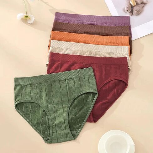 Womens Underwear, 6PCS Seamless Triangle Briefs, Ladies Panties Soft Stretch Low Rise Solid Color Multipack Everyday Comfort in Saudi Arabia
